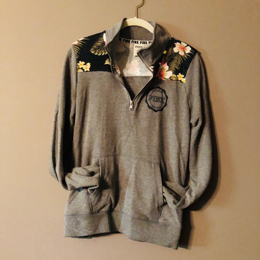 Pink VS  3/4 zip sweatshirt